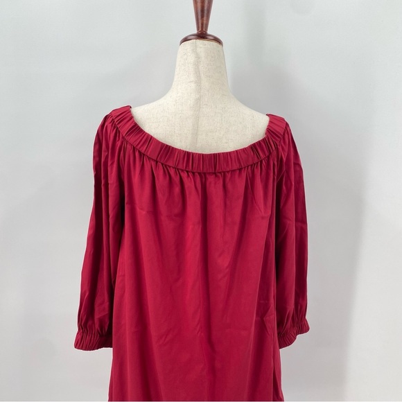 Alice + Olivia Red Long Sleeve Off the Shoulder Silk Mini Dress Small - Picture 6 of 7
